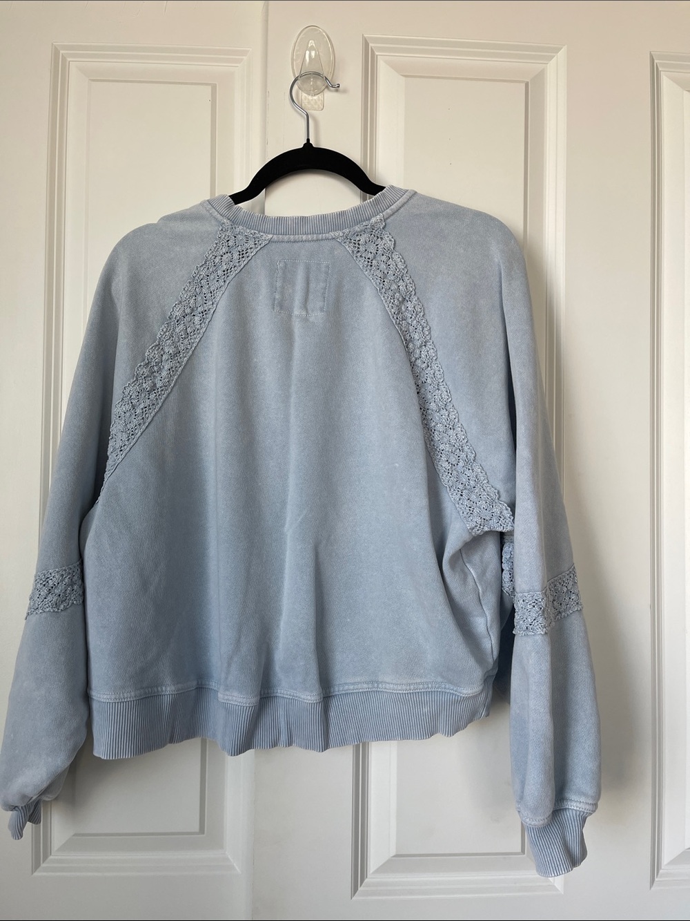 Aerie Hey Crochet White Boho Crewneck Sweatshirt Size X-Small oversized - Picture 7 of 8